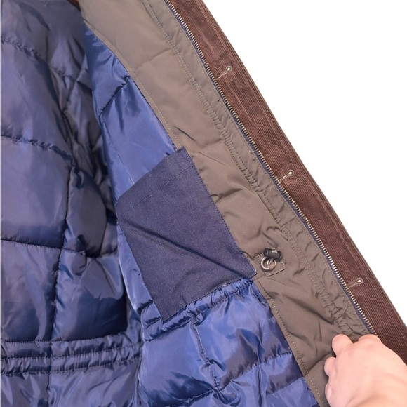 Gap Parka Jacket Mens XLarge Olive Blue Colorblock Elbow Patch Puffer Button Zip - Picture 7 of 7